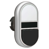 LPCB7214 Двойная кнопка нажатия, 1 выступ. и 1 плоская кнопка с пружинным возвратом, цвет белый/черный