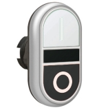 LPCB7124 Двойная кнопка нажатия, 2 плоских кнопки с пружинным возвратом, цвет белый/черный, символы I-O