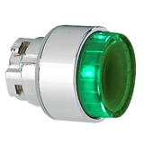 8LM2TQL203 Толкатель кнопки c фиксацией в металлическом корпусе, выступающего типа с подсветкой, (без крепежного основания ..AU120)) цвет зеленый