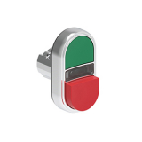 LPSBL7213 Двойная кнопка нажатия без фиксации с белым световым индикатором, с одной выступающей и одной утопленной кнопками, цвета зеленый и красный, без крепежного основания LPXAU120M