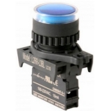 L2RR-L3B Сигнальная контрольная лампа, Плоская, выступающего типа, Под отверстие d=22/25 мм, Цвет Синий (БЕЗ Модуля подсветки)