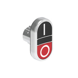 LPSB7122 Кнопка нажатия с двумя плоскими, утапливаемыми кнопками без фиксации, цвета черный-красный с символами I-O, без крепежного основания LPXAU 120M