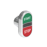 LPSBL7133 Двойная кнопка нажатия без фиксации с белым световым индикатором, с двумя утопленными кнопками, цвета зеленый и красный, символы START и STOP, без крепежного основания LPXAU120M