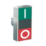 8LM2TB7123 Толкатель двойной кнопки нажатия, в металлическом корпусе, без фиксации,  утапливаемые кнопки, (без крепежного основания ..AU120), Цвет кнопок: белый/красный, с символами I-O