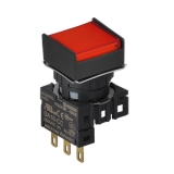 S16PRS-H3RC24 Кнопочный выключатель, квадратный, монт. отв. 16 мм, с ограждением с 2 сторон, с возвратом, с подсветкой LED 24VDC, цвет красный, контакт перекидной 1С, 3A  250VAC