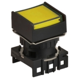 L16RRS-HY Сигнальная лампа квадратная, монтажное отверстие: d=16 мм, плафон: выступающий c ограждением с 2 сторон, цвет: желтый, корпус сигнальной лампы (БЕЗ блока индикации)