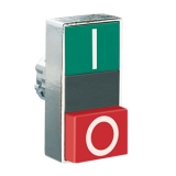 8 LM2T B7223  Толкатель двойной кнопки нажатия, в металлическом корпусе, без фиксации,  с 1 выступающей и 1 утапливаемой кнопками, (без крепежного основания ..AU120), Цвет кнопок: зеленый/красный, символы I-O