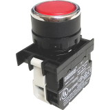 B160DK Кнопка нажимная круглая с подсветкой-светодиод 12-30V AC/DC красная (1HO)