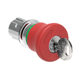 LPSB6844 Грибовидная, нажимная кнопка Platinum, диаметр 40 мм, металлическая, с фиксацией, возврат ключом (код ключа 455), цвет красный, для аварийного останова ISO 13850, без крепежного основания LPXAU120M