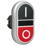 LPCB7122 Двойная кнопка нажатия, 2 плоских кнопки с пружинным возвратом, цвет черный/красный, символы I-O