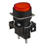 L16RR-ER12 Сигнальная лампа круглая, монтажное отверстие: d=16 мм, плафон: выступающий, цвет: красный, блок индикации: питание 12VDC