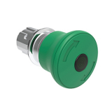 LPSBL6643 Грибовидная, металлическая кнопка Platinum диаметром 40 мм с подсветкой, с фиксацией, возврат поворотом, цвет зеленый, для простой остановки, без крепежного основания LPXAU120M