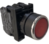 B102FK Кнопка нажимная круглая Ø22 мм. c фиксацией, красная (1НО+1НЗ) IP50