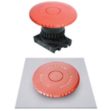 S2ER-E5R Толкатель кнопки грибовидной, с короткой головкой d=60 мм, под отверстие d=22/25 мм, блокировка при нажатии, сброс при повороте, цвет красный (БЕЗ Блоков контактов)