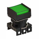 S16PRS-H3G GREEN Кнопочный выключатель, квадратный, позиция: 16 мм,тип ограждения: с ограждением с 2 сторон, тип эксплуатации: с возвратом (с подсветкой), зеленый