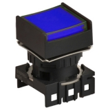 L16RRS-HB  Сигнальная лампа квадратная, монт. отверстие 16 мм, плафон выступающий c ограждением с 2 сторон, цвет синий, без блока индикации