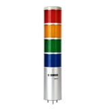 ML8S-B400-RYGB Светосигнальная колонна d=86мм, монтаж на шпильках 3?M5, осн. корп. 100мм (алюминий), 4 модуля (LED) пост./мигающ. свечения: красный/жёлтый/зелёный/синий + зуммер 10…100дБ, питание 12…24VAC/DC, IP40