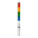 PLDMF-501-RYGBC Светосигнальная колонна d=25мм, монтаж винтовым креплением M20, осн. корп. 100мм (алюминий), 5 модулей (LED) пост./мигающ. свечения: красный/жёлтый/зелёный/синий/прозрачный, питание 12VAC/DC, IP52
