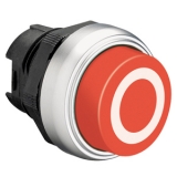 LPCB2104 Нажимная кнопка, выступающая, без монт. переходника, пружинный возврат, цвет красный, символ "O"