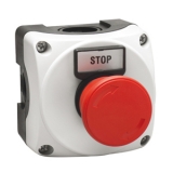 LPZP1B802 Однокнопочный пульт управления (LPZP1A8), серый, с грибовидной кнопкой  LPCB6344, с табличкой STOP, установлен 1 НЗ контакт