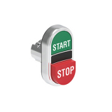 LPSB7233 Двойная кнопка нажатия с одной выступающей и одной утапливаемой кнопками без фиксации, цвета зеленый-красный с символами START-STOP, без крепежного основания LPXAU 120M