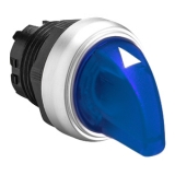 LPCSL1306 Переключатель с подсветкой пластиковый с короткой ручкой (без крепежного основания ..AU120), 3 положения с фиксацией 1-0-2, цвет синий