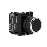 B100DH Кнопка нажимная круглая Ø22 мм. без фиксации, черная (1НО) IP50