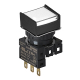 S16PRS-H3WC24 WHITE/1C/LED 24V Кнопочный выключатель, квадратный, 16 мм