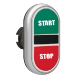 LPCB7133 Двойная кнопка нажатия, 2 плоских кнопки с пружинным возвратом, цвет зеленый/красный, символы START/STOP