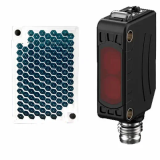 BJ3M-PDT-C Фотодатчик компактный, (MS-2A рефлектор в комплекте), отражение от рефлектора с поляризацией,  красный 660 нм, размер датчика 10,6x32x20 мм, выход NPN, на свет/на затемнение, рег. чувст, питание 12-24VDC, IP65 разъем М8