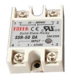 SSR-50DA 1-фазное твердотельные реле 50A  U вх. упр. 3....32VDC (вкл/выкл реле), Uвых 24-380VAC, переход через 0
