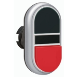 LPCB7212 Двойная кнопка нажатия, 1 выступ. и 1 плоская кнопка с пружинным возвратом, цвет черный/красный