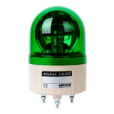 ASGB-10-G Сигнальный маяк d=86?131мм, монтаж на шпильках 3?M4, модуль с лампой накаливания (BA15S) вращающегося свечения: зелёный + зуммер 85дБ, питание 110VAC, IP42