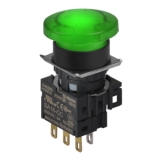 S16BR-H3GC5 GREEN/1C/LED 5V Грибовидная кнопка, 16 мм