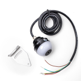 R70-24F-RYG Светодиодная сигнальная лампа, с креплением под отверстие Ø30 + кронштейн, Куполообразный корпус Ø70, постоянное свечение с зуммером, питание 24VDC, Цвета RYG (красный, желтый, зеленый), IP54, кабель 2м