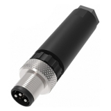 QE8-W3F Разъем прямой M8, 3pin, папа (штекер, вилка), медно-никелевый сплав + PVC; Imax-4A, 60VAC/DC, IP67, под кабель 4…5мм, -40˚С…85˚С preview