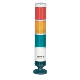 PRGB-302-RYG Cигнальная колонна с лампами накаливания, диаметр 56 мм, Постоянное свечение + Зуммер 80 Дб, Питание 24 В AC/DC, 3 секции, Цвет - Красн./Жёлтый/Зеленый. Установка - на монтажное основание из пластика. IP20