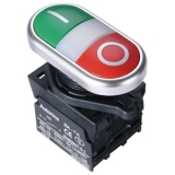 S2TR-P3W2BD Двойная кнопка I/O  С подсветкой, пружинный самовозврат, LED 12-30VDC/AC, контакты 2 НЗ, цвет Белый