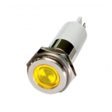 H16F-20Y Светодиодный индикатор высокой интенсивности D=16 мм, форма головки - плоская, Питание 220VAC, Цвет Желтый
