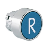 8LM2TB1176 Толкатель кнопки в металлическом корпусе, утапливаемый, без фиксации, (без крепежного основания ..AU120), цвет синиий, с симоволом "R"