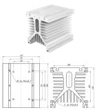 РТР038 Радиатор трехфазный до 100А, Тепловое сопротивление, RthSA °C/Вт  0,39,   размер  150×125×135 мм, Вес 2380 г