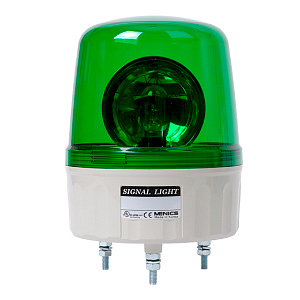 AVG-02-G , Маячок проблесковый, диаметр=135мм, механическое вращение, Лампа накаливания MAB-T15-D-024-25, питание 24VDC, цвет зеленый. IP42