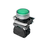 MTB4-BW33713 Кнопка зеленая с подсветкой, 1NO, 220V AC/DC, IP65, металл