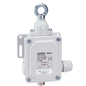 P2L8 13 11 Концевой выключатель канатный кольцевой рычаг для аварийного отключения 1НО+1НЗ группа, усилие тяги 40Н, вес 460гр. IP65