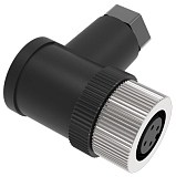 QE12-N4G 1001 разъём угловой M12, 4-pin, мама (гнездо), нержавеющая сталь + PVC, А-кодирование, Imax-4A, 250VAC/DC, IP67, -40˚С…85˚С, под кабель 4...6мм, винтовые зажимы , IP67
