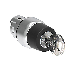 LPSS390R520E Металлический переключатель с ключом, 3 положения 1-0<2, фиксация в положениях 1 и 0, точка извлечения ключа слева, код 520Е, (без крепежного основания LPXAU 120M)