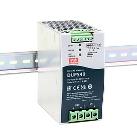 DUPS40, Блок питания DC-DC, DIN-рейка контролер для UPS систем для аккумуляторов, 4:135а*ч, вход 24:29В DC, выход 21:29В/40А, 125.2х63х113.5мм, -30:+70°С  MEAN WELL