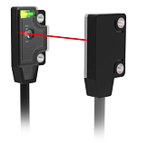 PSW-TC50DNCR Фотодатчик миниатюрный, на пересечении луча до 50 см, размер 10,2x3,8x20,5 мм, питание 12-24 VDC, Выход NPN, режим работы: на свет, кабель 2м, IP65
