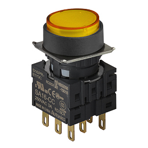 S16PR-E2Y3C YELLOW/3C Кнопочный выключатель, круглый, 16 мм