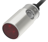 PSM-YC10DPBR Оптический датчик диффузного типа, функция BGS, медно-никелевый сплав, M18, красный светодиод (660 нм), выход PNP, режим работы: на свет/на затемнение, расстояние Sn=10 см, (D-тип), кабель 2м
